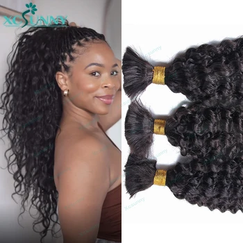 Bulk Human Hair No Weft For Braiding Curly Deep Wave Full Ends Extensions 3pcs/5pcs Bulk Hair Bundles Wholesale For Boho Braids