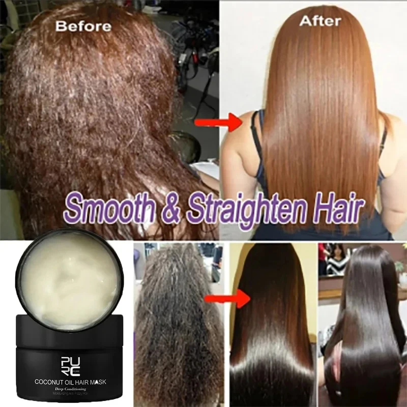 Hair Mask Coconut Oil Hair Care Mask Treatment Dry Damaged Hair Revitalize Hair Straighten Soft Smooth Moisturize Hair Care