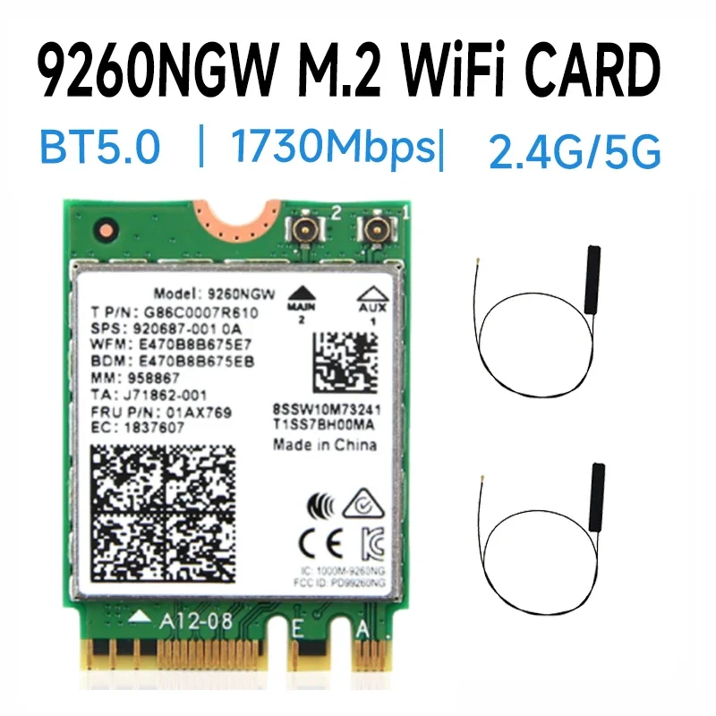 Dual Band Wireless Ac 9260ngw Ngff Wifi Card 1 73gbps 802 11ac 2 4g 5g Bluetooth Module