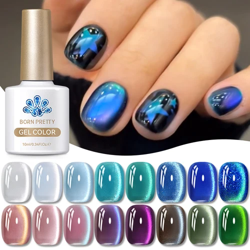 BORN PRETTY 10ml azul brillo gato Gel magnético esmalte de uñas púrpura verde Auroras semipermanente remojo UV LED barniz DIY