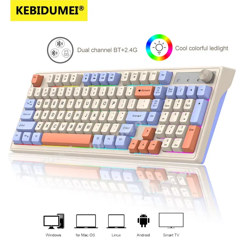 

Двойная Bluetooth-клавиатура 2,4G, беспроводная клавиатура, RGB-подсветка, перезаряжаемая игровая клавиатура для MacBook iPad, аксессуары для планшетных ПК