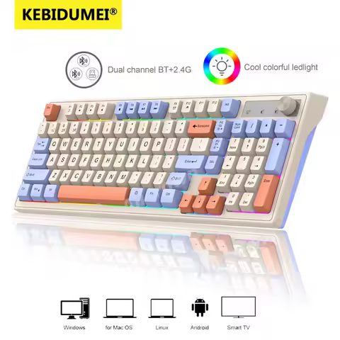 Dual Bluetooth Keyboard 2.4G Wireless Keyboard RGB Backlight Rechargeable Gaming Keyboard For MacBook iPad Tablet PC Accessories