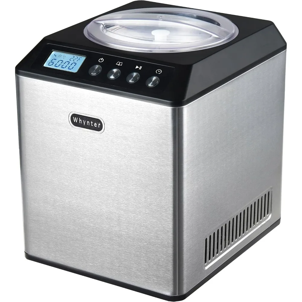 

Ice Cream Maker Machine Automatic 2.1 Qt. upright with Built-in Compressor, LCD Digital Display & Timer, No Pre-Freezing