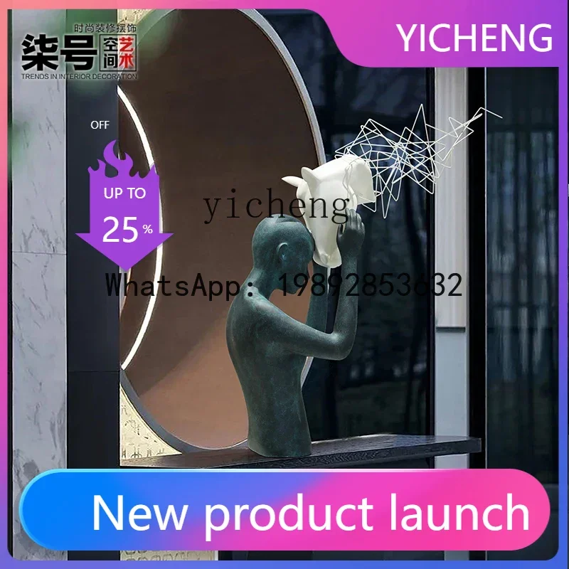 

T4 hotel lobby figure sculpture ornament sales office office area exhibition hall artwork large creative horse head decoration