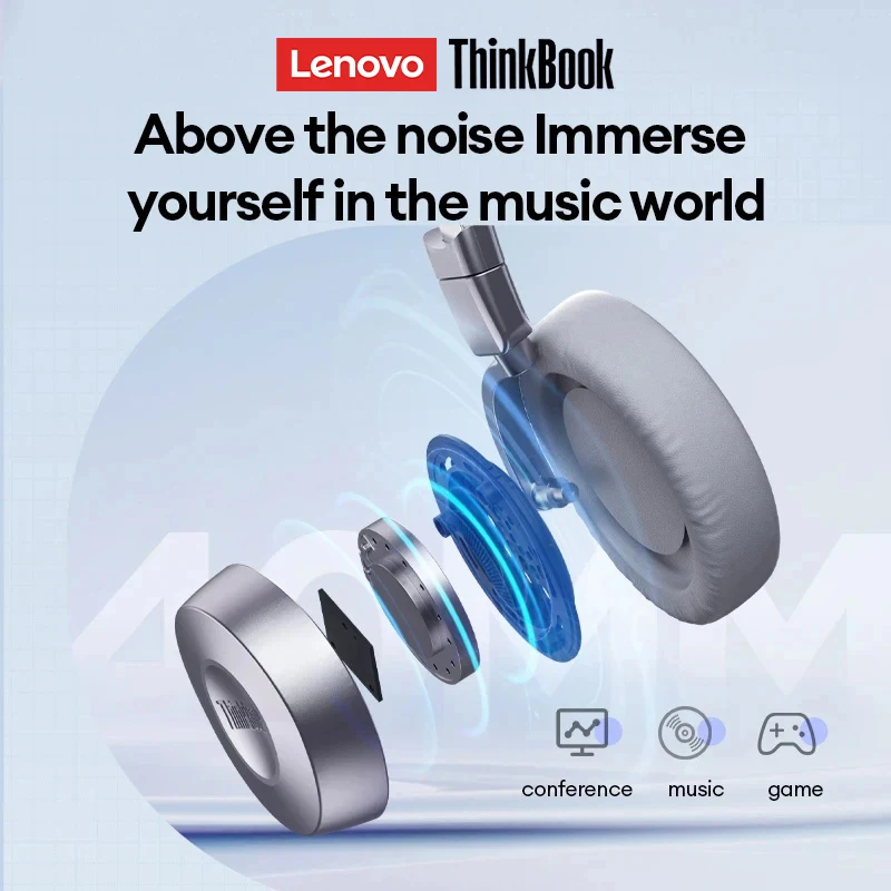 

Choice Lenovo ENC80 Dual noise reduction Line Control Headphones HD Calling Office Headset -42dB Music Stereo Earbuds