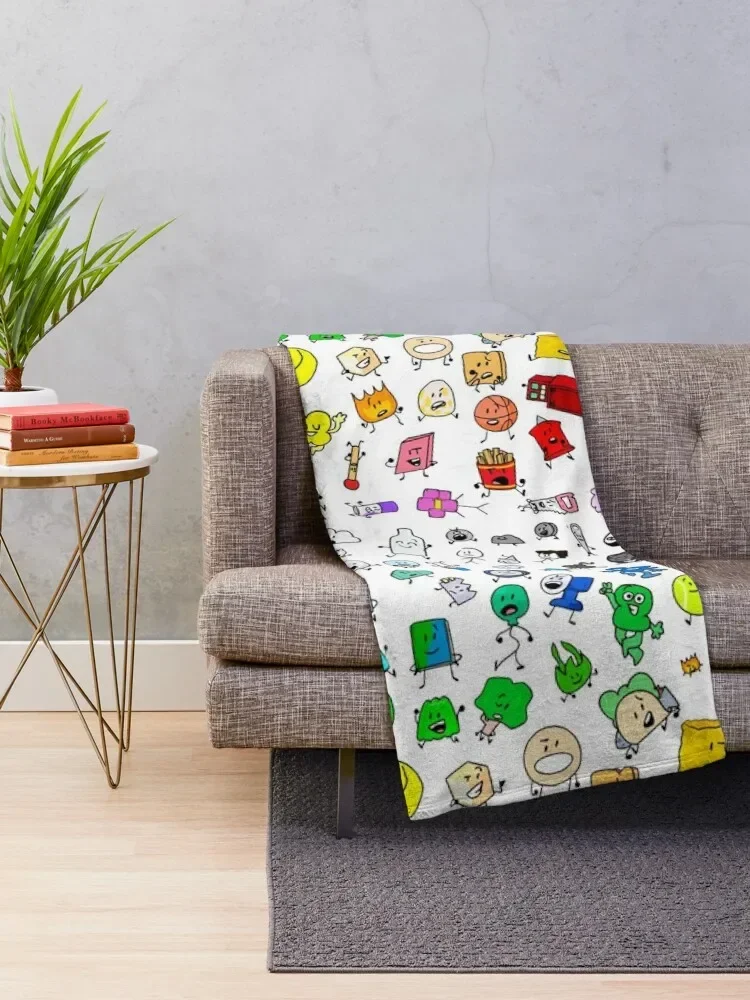 BFDI All Characters (Transparent) Throw Blanket Bed covers Fluffy Shaggy Summer Luxury Thicken Blankets