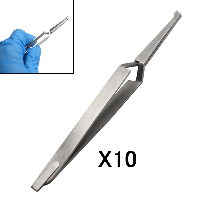 5/10Pcs Dental Bracket Tweezers Orthodontic Reverse Action Serrated Dentistry Instruments Dental Bracket Positioning Tweezers