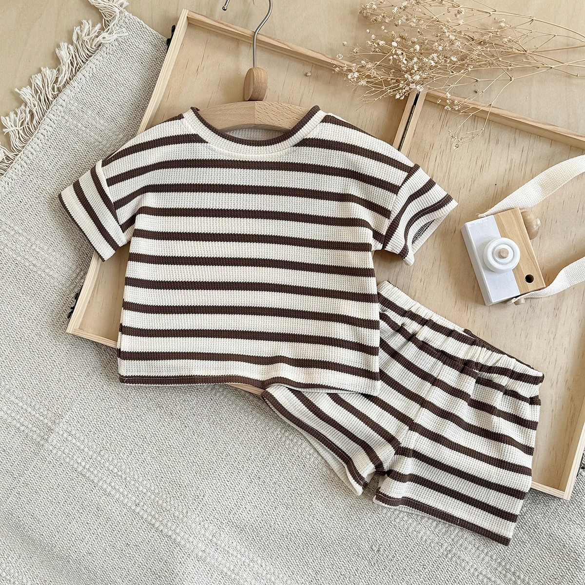 Summer Striped Clothes For Newborn Baby Causal  Short Sleeve T-Shirts Shorts 2Pcs Summer Unisex Baby Clothing 0-3Y