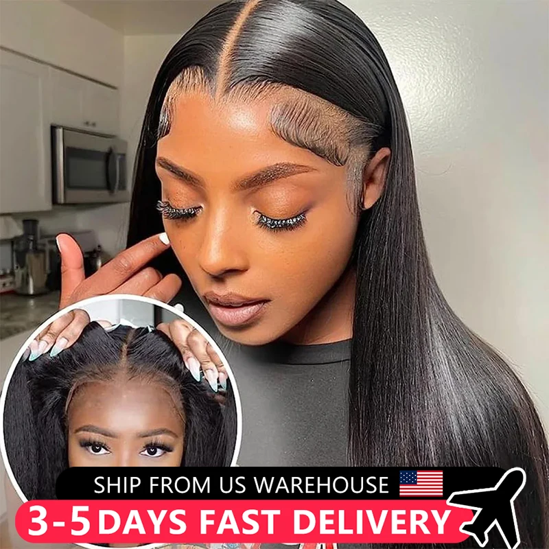 Ready To Wear Glueless Wigs Human Hair Bone Straight Lace Wigs Pre-Cut No Glue 5x5 6x4 Lace Closure Remy For Women Pre Plucked