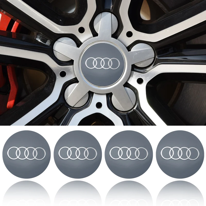 56mm 60mm Car Wheel Center Hub Cap Sticker Rim Cover Decorative Accessories For Audi A3 A4 A5 A6 A7 A8 Q3 Q5 Q7 Q8 B5 TT Sline