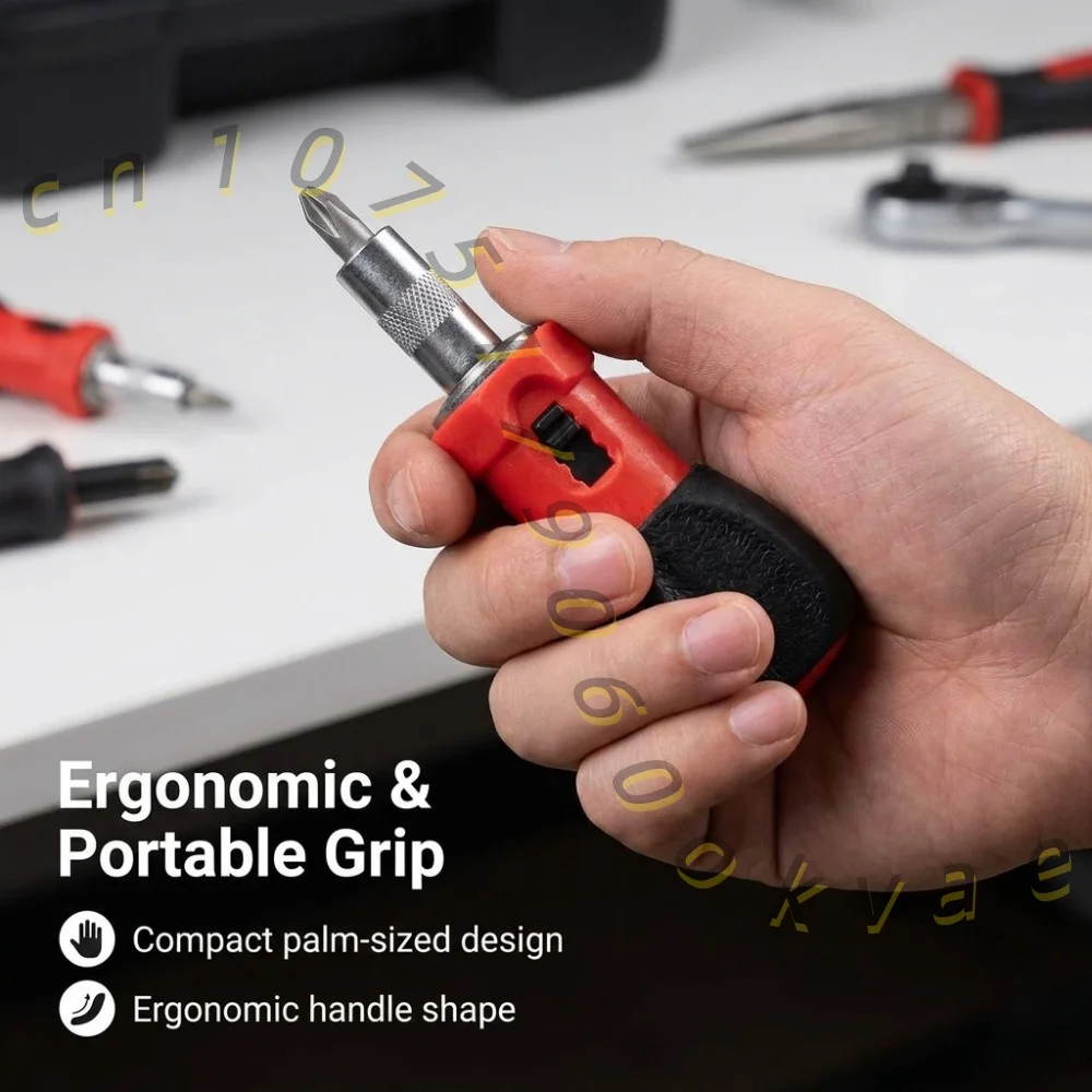 Adjustable Ratchet Screwdriver Handle Mini Quick Release Tool for 6.35mm Bits Forward Reverse Switch