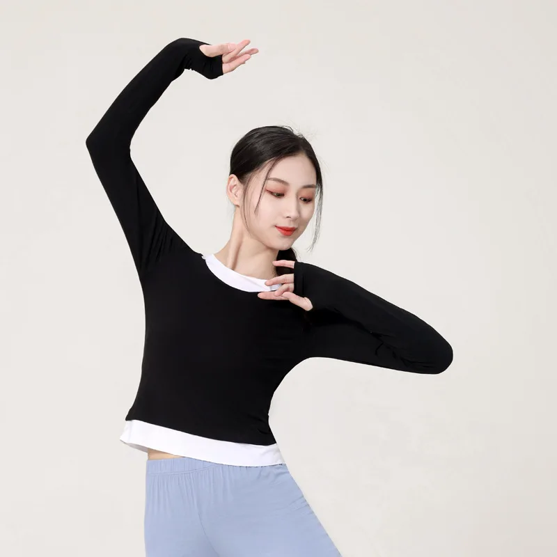 

2308 Dance Practice Clothes Top Women's Summer Vacation Two Short sleeved Dance Clothes Modern Form Clothes Dance Pants Training