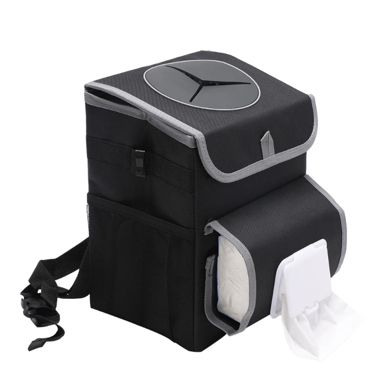 U13C Car Trash Can Bag Tissue Holder Storage Auto Pocket Tablet Phone Glasses Rear Cup Holders