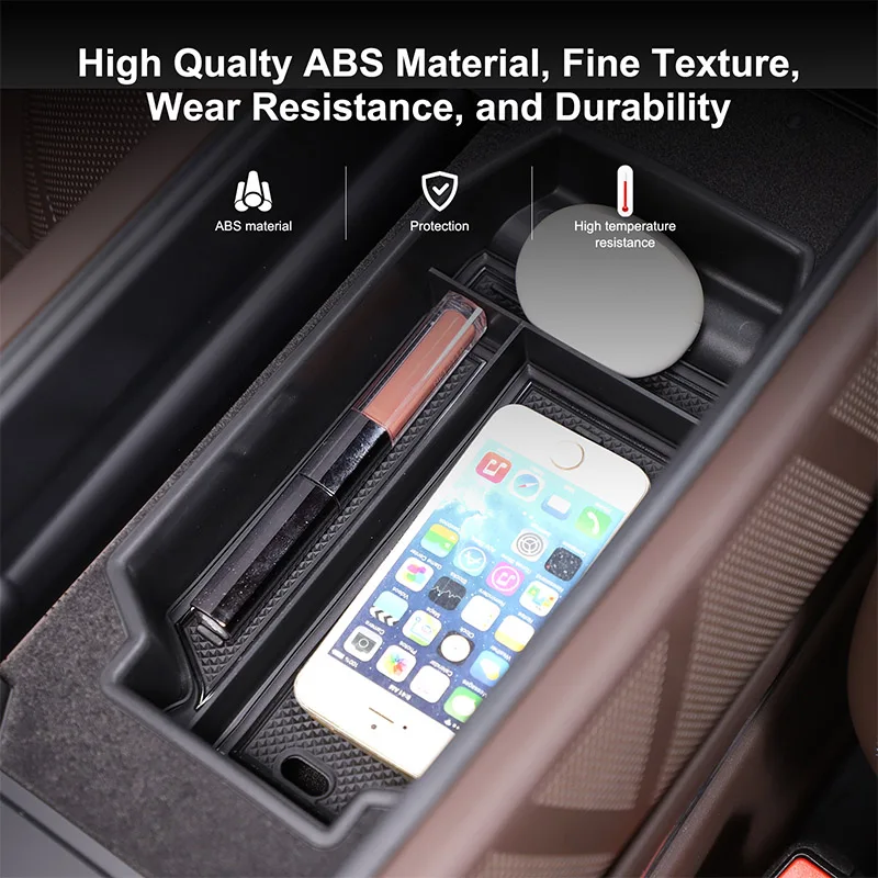 

For BMW 7 Series G70 2023-24 ABS Black Car Central Control Armrest Storage Box Mobile Phone Storage Box Interior Car Accessories