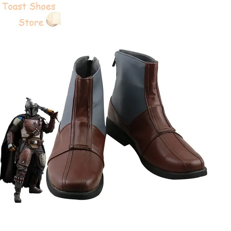 Jango Fett Cosplay Shoes Bounty Hunter Cosplay Prop PU Leather Shoes Halloween Carnival Boots Costume Prop