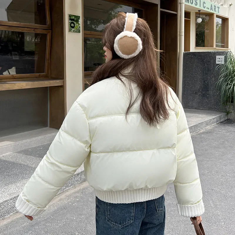 2024 New Winter Coat Women Short Parkas Cotton-padded Clothes Stand-up Collar Thicken Warm Overcoat Student Loose Bread Jackets