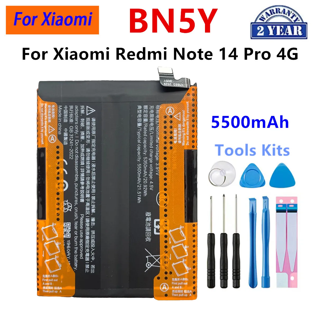 BN4A BN5W BN5Y BN6C BN71 BM68 BM5R BM5T BN5V BP59 Battery For Xiaomi Redmi  Note 7 14 15 Pro Xiaomi 13T Redmi 12 Poco X6 X7 5G image 3