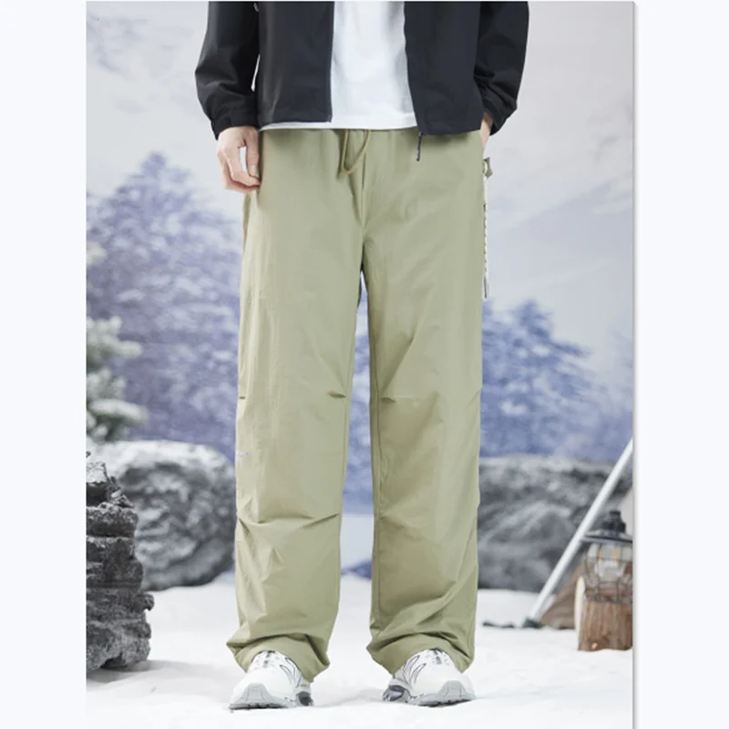 Large Size Snow Down Pants for Men, Outdoor Travel Mountain Climbing, Filled Plush Casual Sports Trousers, Camping Longs, Winter