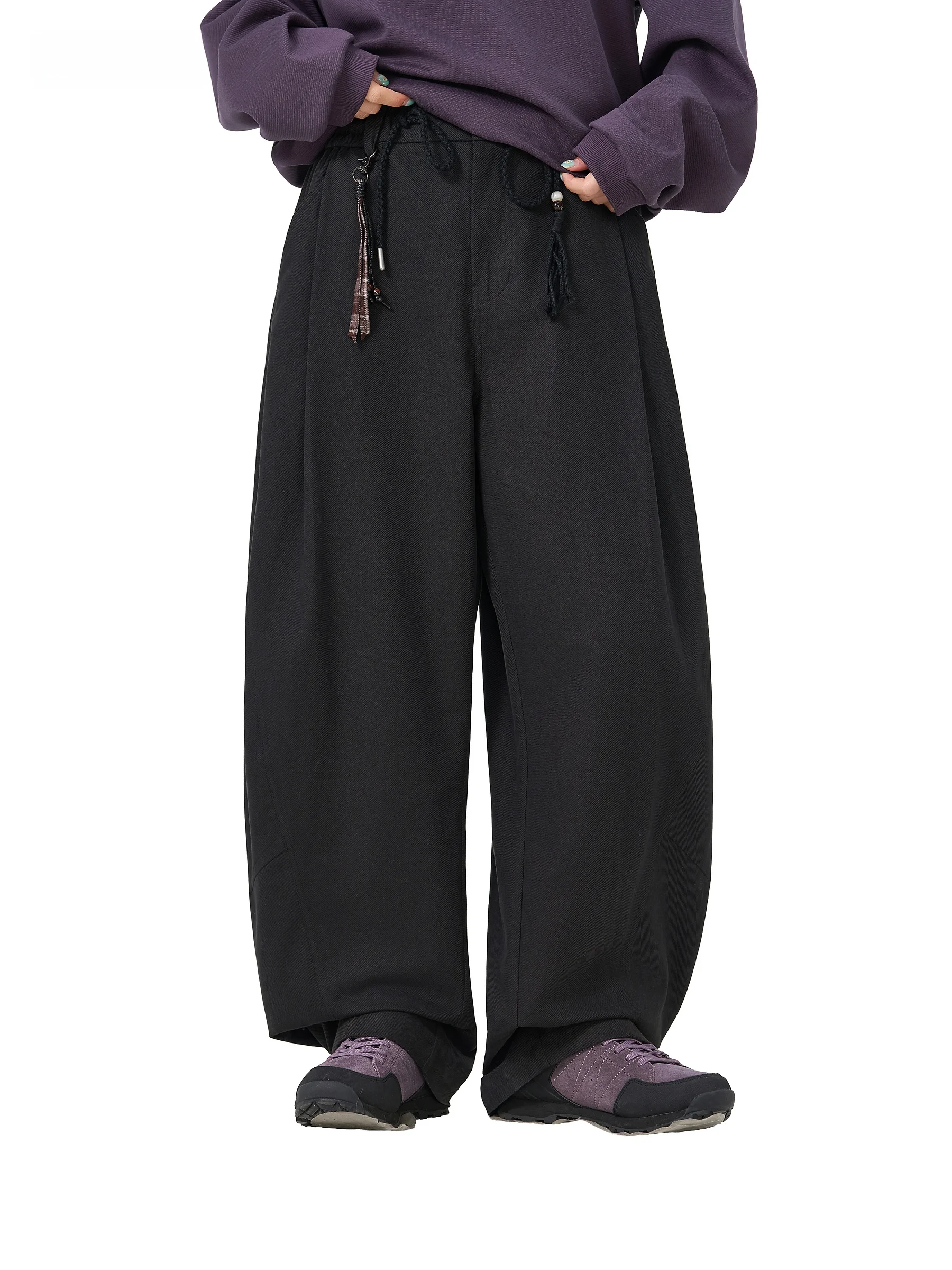 AOGZ Deconstructed Design Pressed Pleat Wide Leg Pants Men's Women's Fall Winter Fleece Lined Warm Drapey Knife Long Trousers...