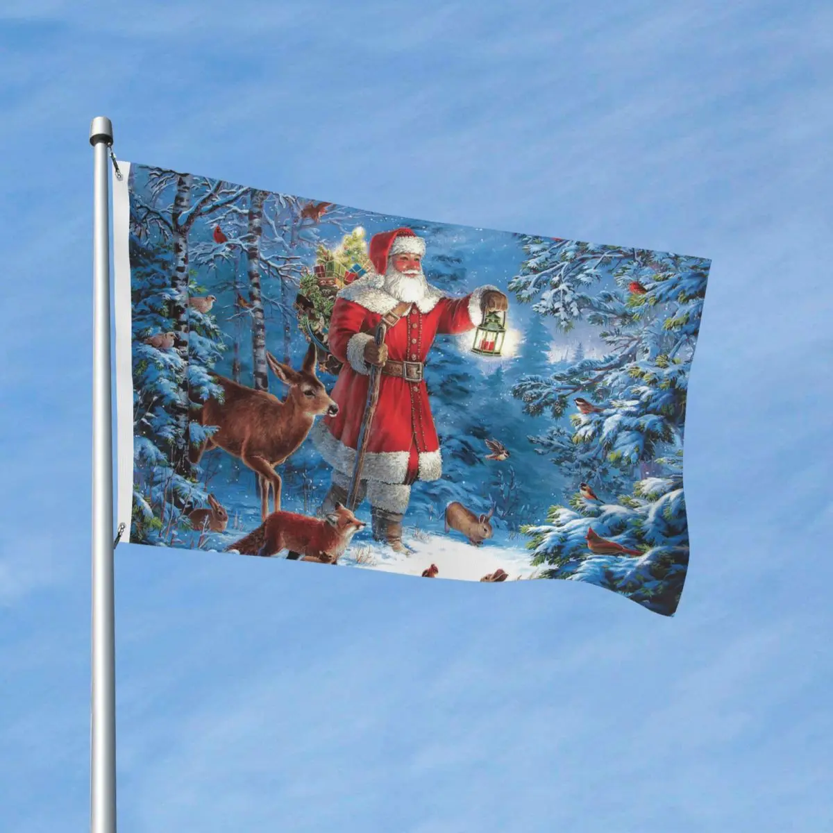 Merry Christmas Flags Double Sided Indoor Outdoor Banner Santa Deer New Year 2 Grommets Hanging Decoration 3x5 FT