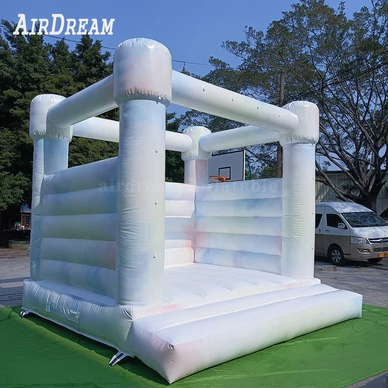 Château Gonflable Blanc avec Souffleur pour Enfant et Adulte, Maison à Rebond Commerciale pour Mariage