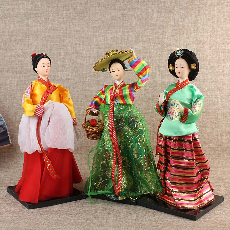 

30cm Korean Hanbok Geisha Figurine Korean Traditional Palace Ladies Figurines Dolls Restaurant Sushi Shop Decor Ornament Gifts