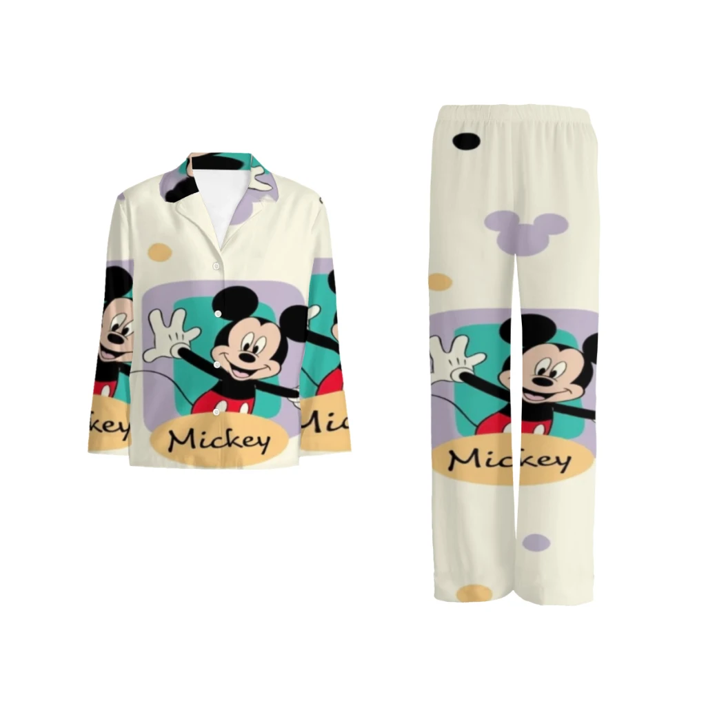 Pijama estampado Disney Mickey Mouse masculino ou feminino |   Conjuntos de pijama fofos |   Roupa de salão elegante para mulheres |   Roupas macias