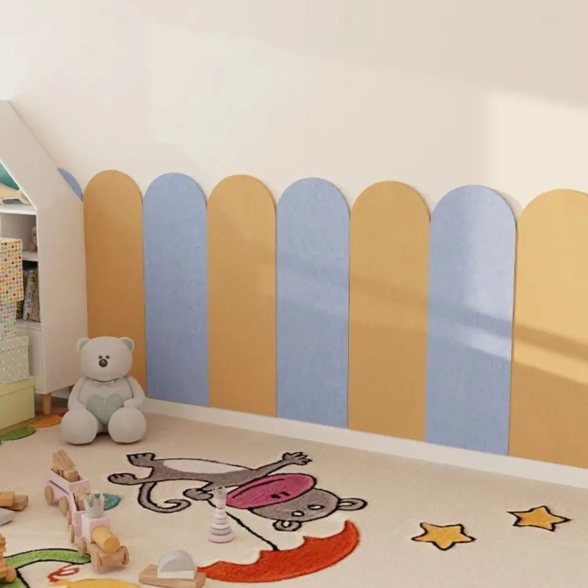 

Nordic Anti Collision Pasting Children's Room Felt Wall Sticker Bed Enclosure Decorative Moisture-proof Dirt Proof Self-adhesive