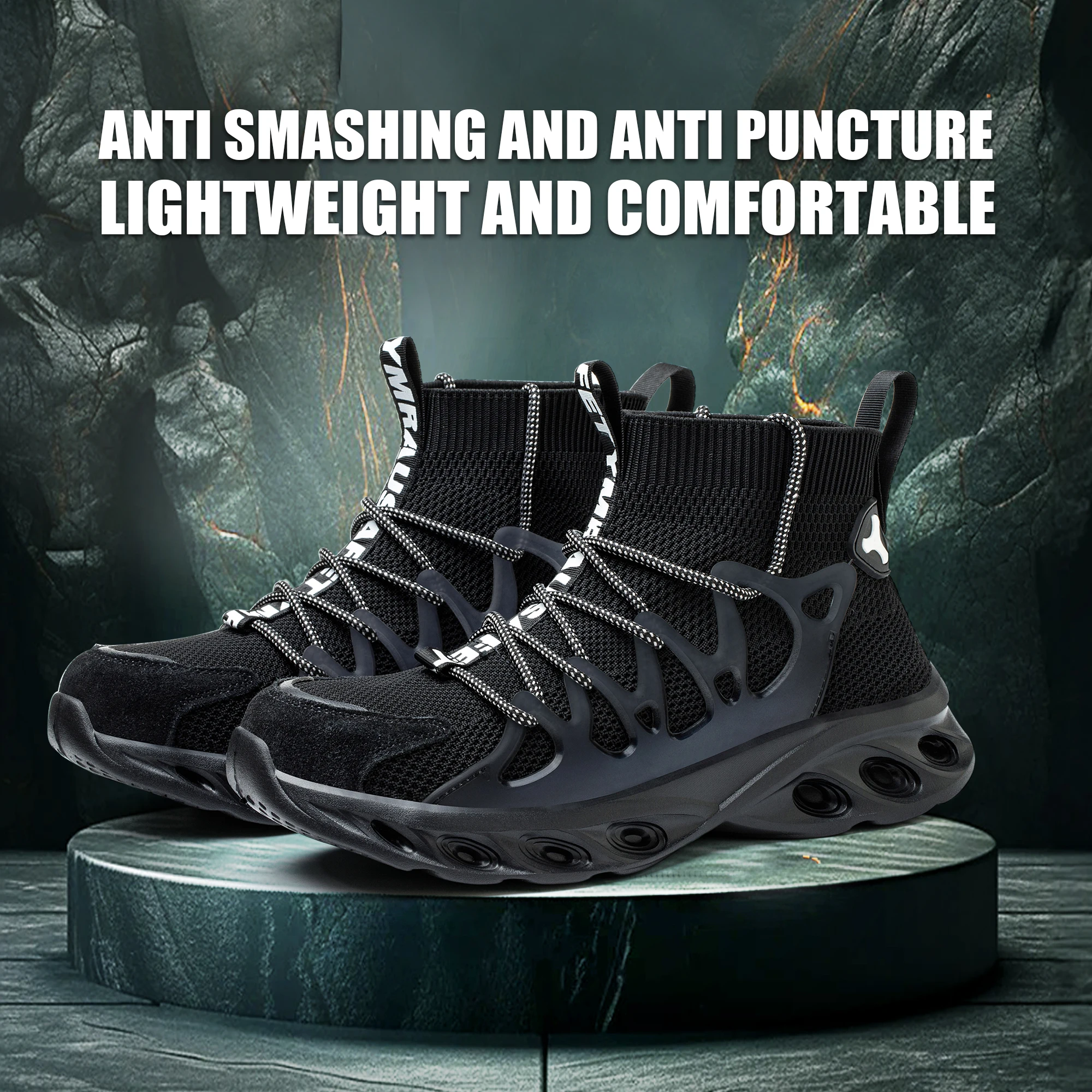أحذية أمان رجالية أحذية عمل مضادة للثقب بمقدمة فولاذية، خفيفة الوزن ومسامية، أحذية صناعية للبناء الخارجي للرجال