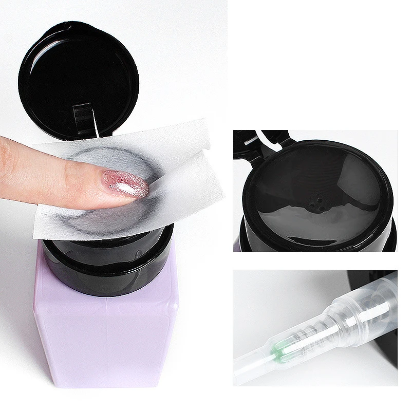 5/200 ML Empty Pump Alcohol Press Lotion Cleaner Bottle Dispenser Makeup Refillable Nail Polish Remover Liquid Container Tools