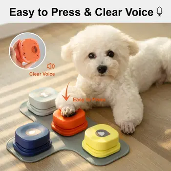 MEWOOFUN Dog Button Record Talking Pet Communication Vocal Training Interactive Toy Bell Ringer With Pad and Sticker Easy To Use 4