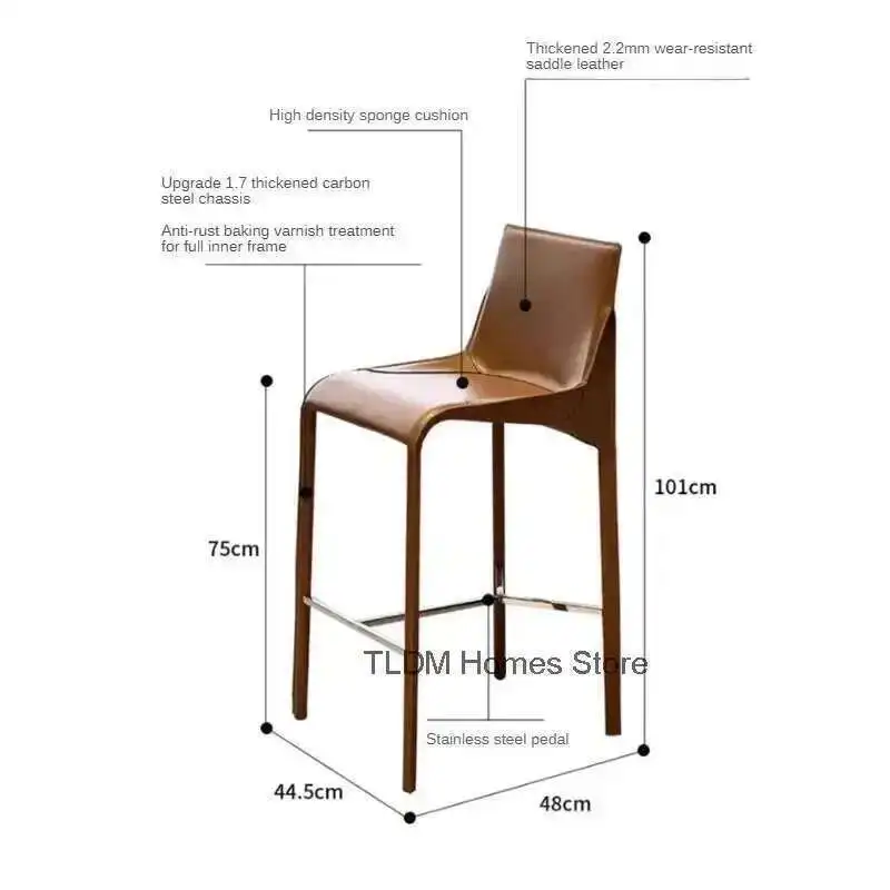 Nordic หนังเก้าอี้บาร์สําหรับห้องครัวบ้านพนักพิงเก้าอี้บาร์ Minimalist High-end Sense Designer สตูลสูงสําหรับ Small Apartment
