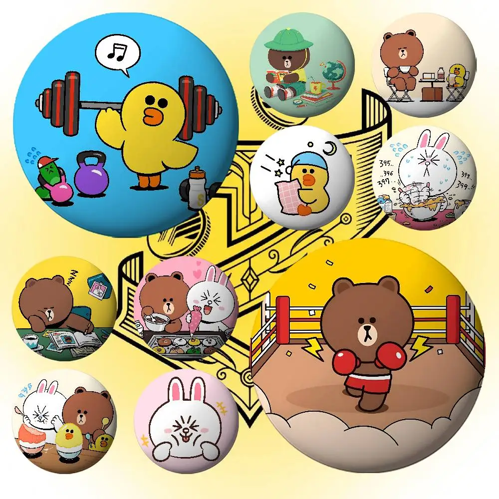 Cute Browns Bear Badges Tinplate Soft Button Pin Brooch Metal Badge Custom Jewelry Accessories Hat Bag Lapel