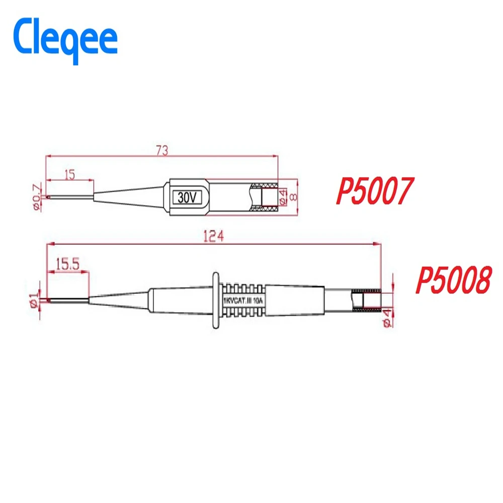 NEW Cleqee P5007 P5008 p5009 2pcs Insulation Piercing Needle Non-destructive Multimeter Test Probes Red/Black