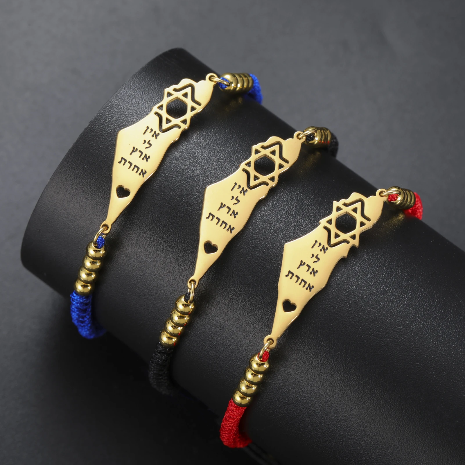 

Dreamtimes Israel Mid-east Map Star of David Jewish Bracelet Hexagram Adjustable Rope Chain Women Bangle Stainless Steel Jewelry