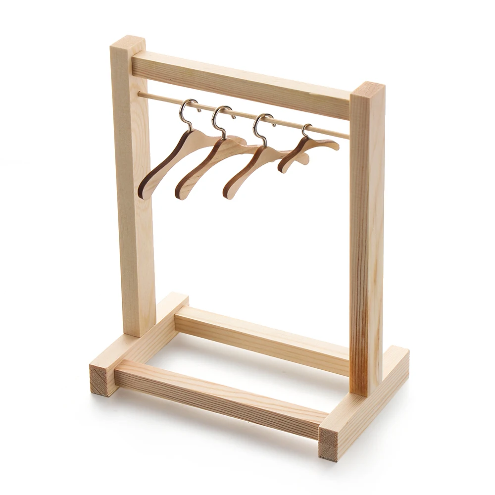 Doll Wooden Clothes Rack Garment Organizer Hangers For Dolls Handbag Clothes Doll Metal Hangers Kids Adult Toy Birthday Gift