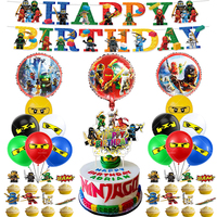 Disney Ninja Theme Latex Balloons Disposable Tableware Happy Birthday Party Decorations Foil Ballons Kids Banner Cake Toppers