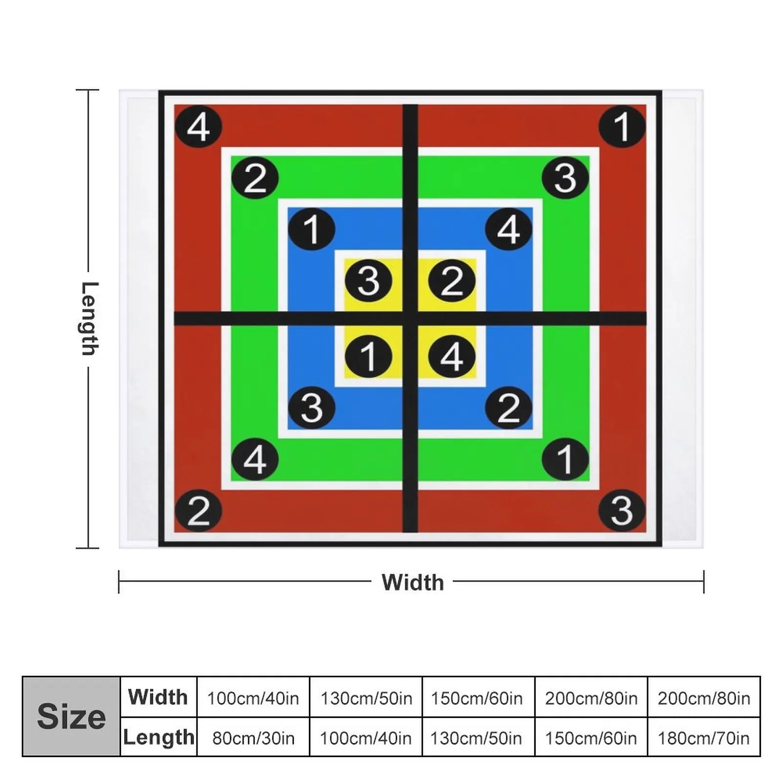 Meyer Square - Color Coded For Easy Reading Throw Blanket Flannels Flannel Fabric Sofa Bed linens Blankets