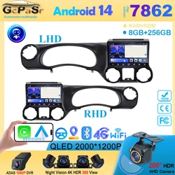 Reproductor de Radio de coche Android 14 para Jeep Wrangler 3 JK 2010 - 2018 LHD RHD navegación GPS Autoradio pantalla táctil Carplay IPS DSP BT