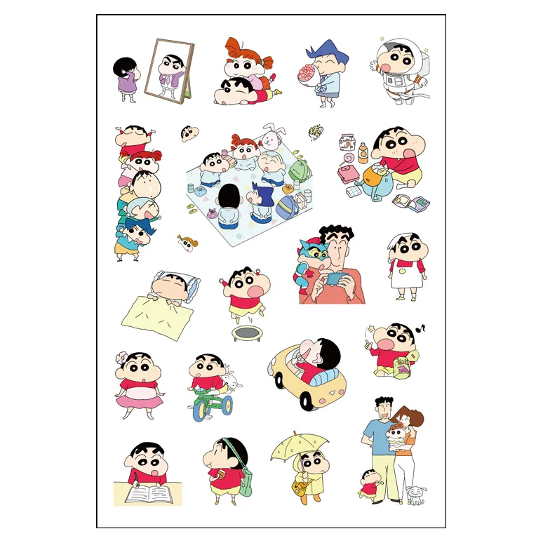 Crayon Shinchan аниме мультфильм выражение украшение ноутбук ручной счет альбом канцелярские прозрачные ПВХ наклейки