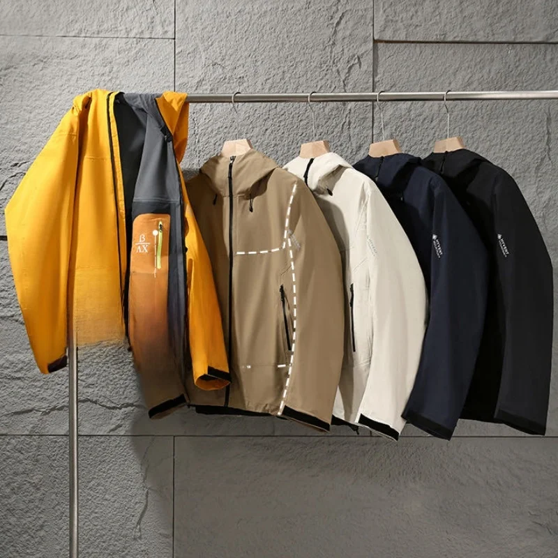 

All-Match Outdoor High-End Windproof Waterproof Hardell Micro-Elastic Hooded Stand-Cut Jaet Full-Prure Sealing Youth S...