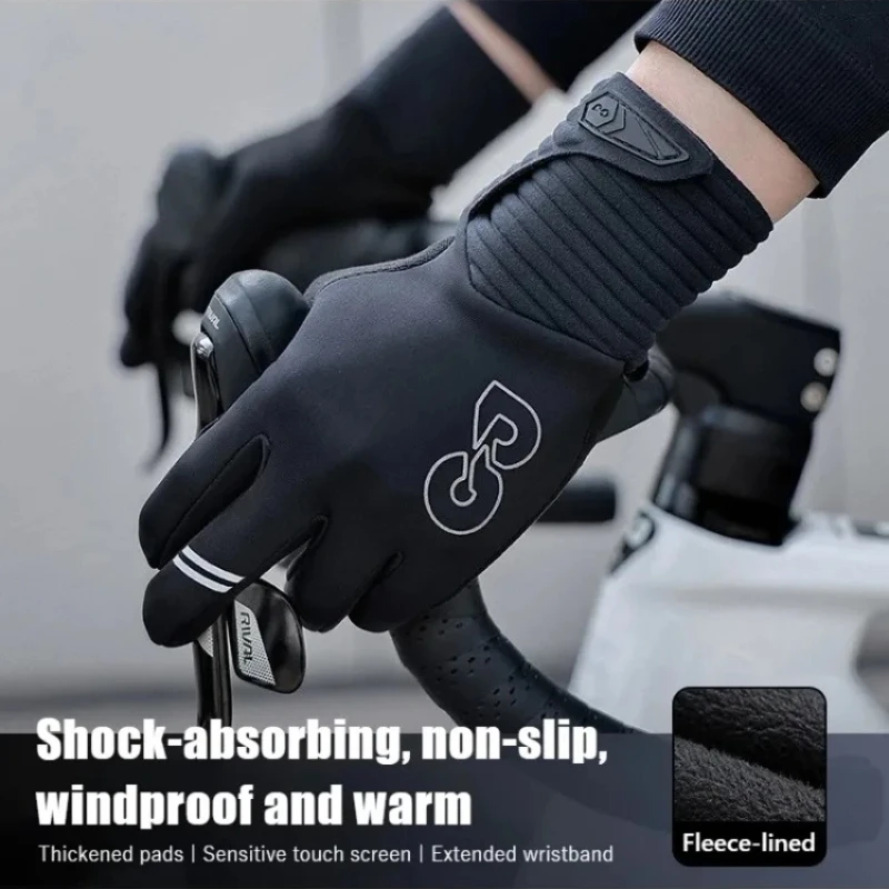 

Велосипедные перчатки с сенсорным экраном и гелевой подкладкой на полный палец, зимние теплые противоскользящие перчатки для мужчин и женщин, MTB, шоссейный велосипед, гоночные велосипедные перчатки