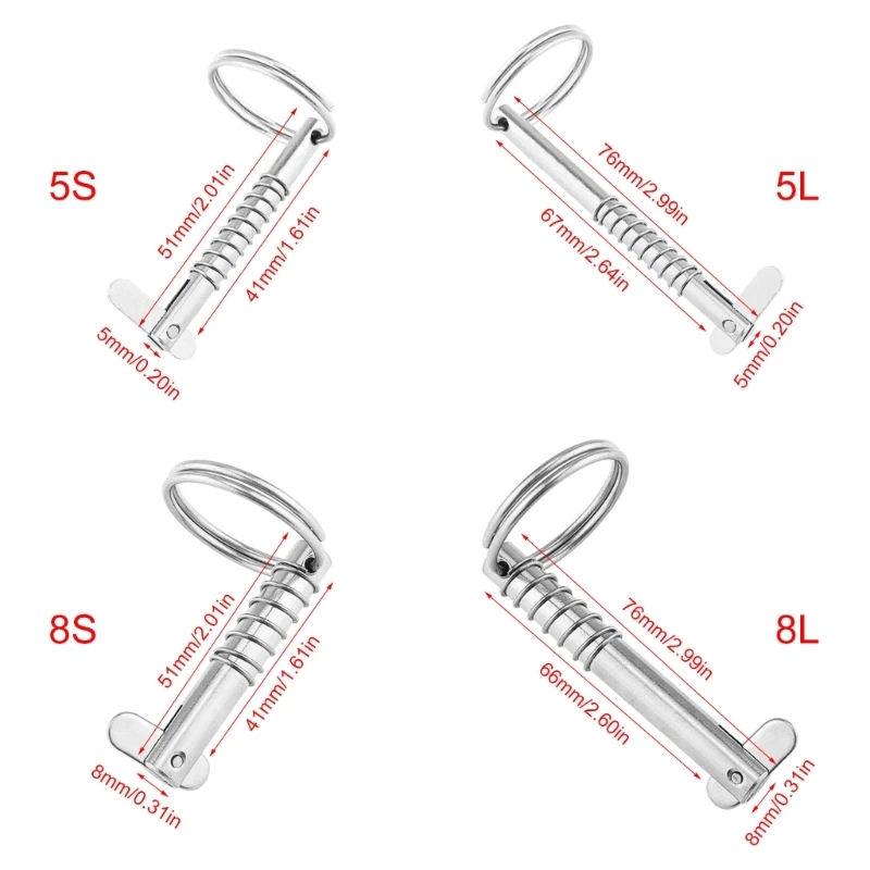 1 ชิ้น Marine Safety Pins Quick Release Pin พร้อม Drop & Spring, สแตนเลส