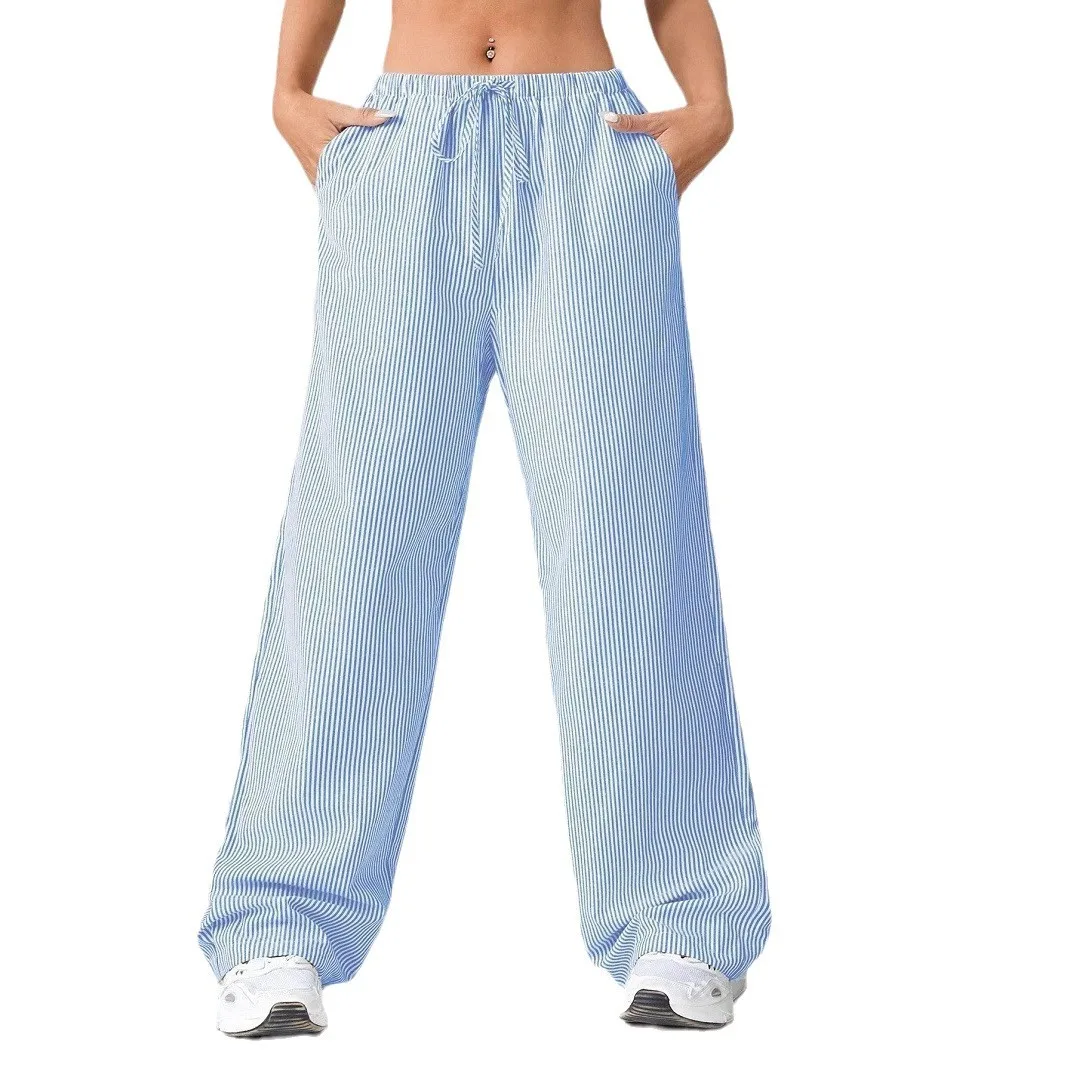 Casual Streifen Hosen frauen Faion Niedrige Taille Gerade Bein Hosen Herbst Neue Sle Abnehmen Wirkung Vaion ular Sle