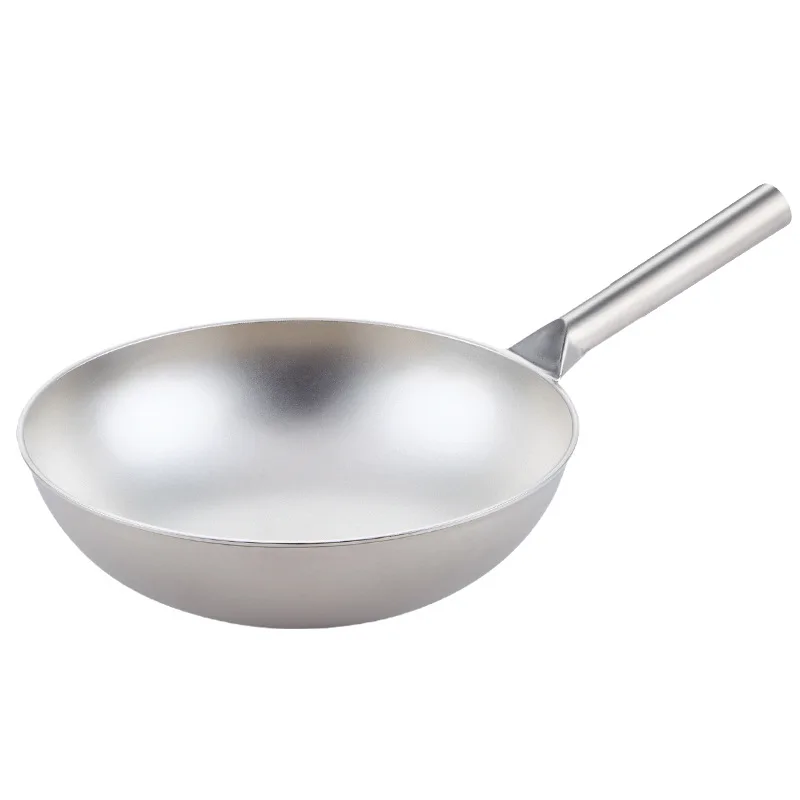 30/32/34/36/38cm Pure Titanium Round-bottom Wok,Non-stick,,Uncoated,Kitchenware,Cookware,Household/Outdoor Camping Cooking Pot
