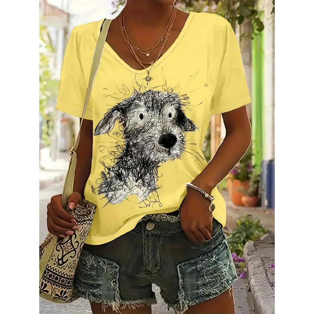 Cute Animal Cartoon Dog Women's T-Shirts 3d Print T-Shirtharajuku Casual Short Sleeve Top Tee O Neck Oversized Female Clothing