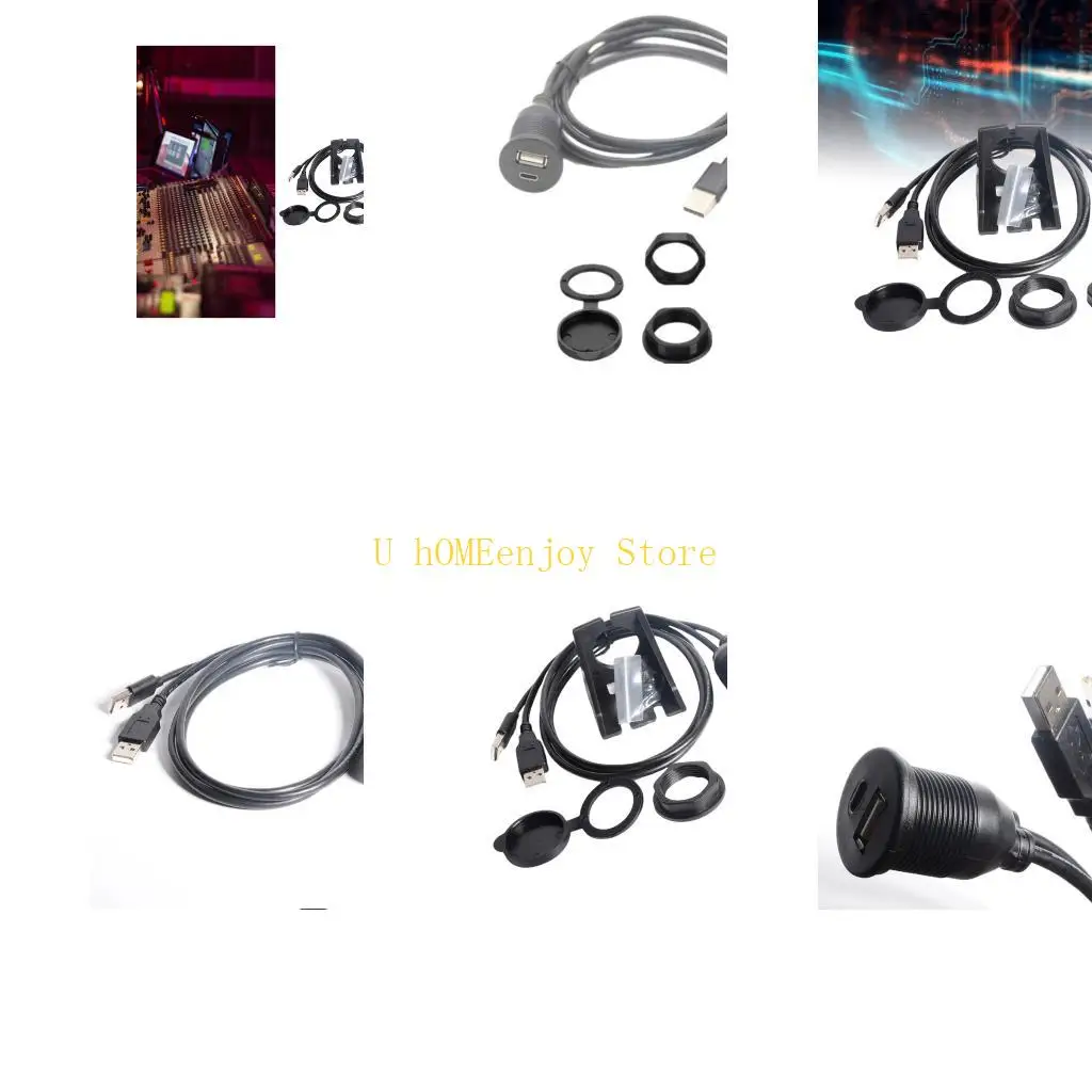 B0KF Reinforced USB 2.0A Male to USB Female and Type C Adapter Cable 1M for Car Motorcycle Marine Equipment