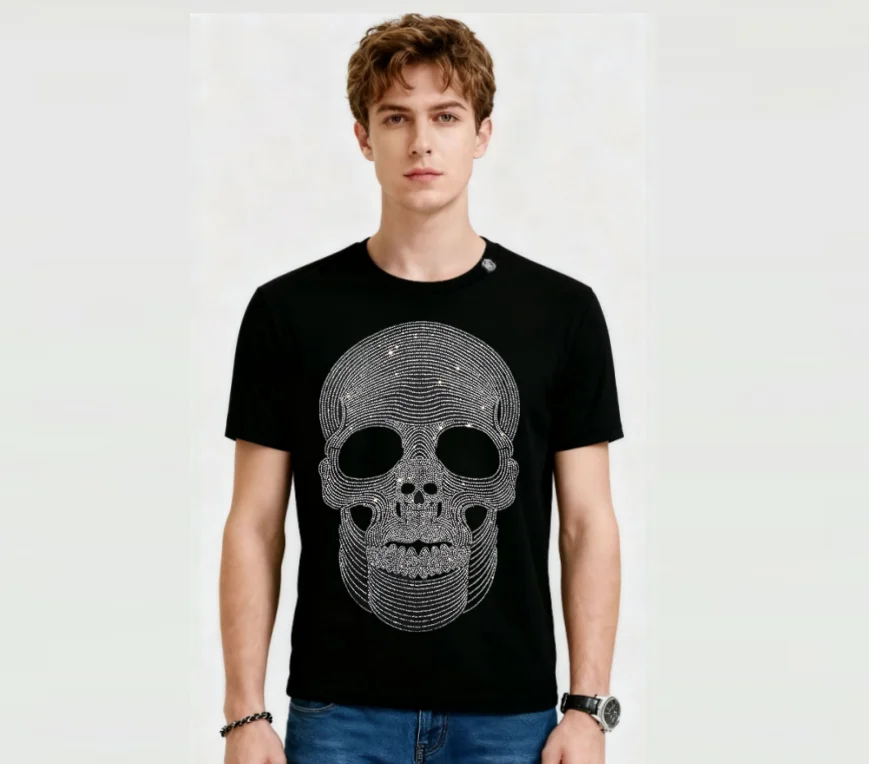 

Men's Branded Top Tee Rhinestone Embellished Luxury Designer T-Shirts drop shipping