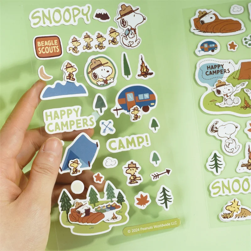 Imagem -03 - Kawaii Snoopy Dupla Camada Adesivos Bonito Scrapbooking Diário Faça Você Mesmo Adesivo de Vedação Decorativo Etiqueta Album Stick 24 Pcs por Lote