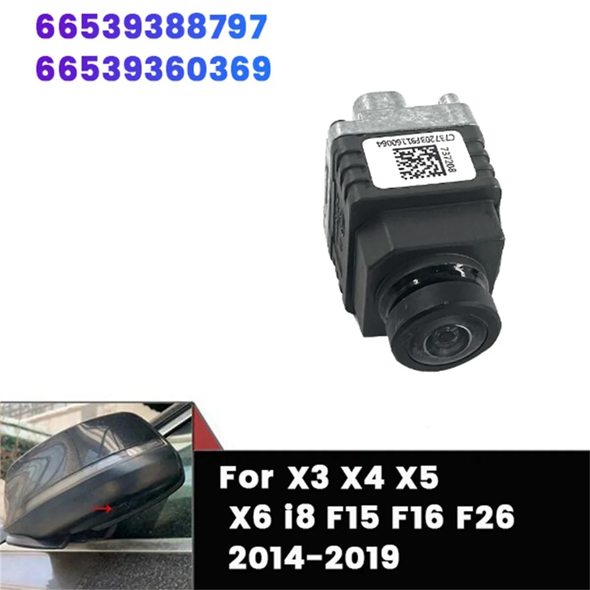 New 360 Surround Camera 66539388797 Rear View Mirror Camera for BMW X3 X4 X5 X6 I8 F15 F16 F26 2014-2019 66539360369